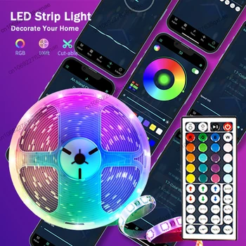 LED Şerit İşıklar Noel Odası Dekorasyon 5050 RGB Bant Buz ışıkları Bluetooth Müzik Senkronizasyonu Led ışıkları Neon Led Lamba 5m 10m 20m 30m