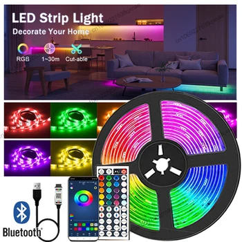 LED şerit ışıkları Fita Led RGB bant Bluetooth müzik senkronizasyonu Led ışıkları oyun odası dekorasyon Luces Led Neon ışık 10m 15m 20m 30m