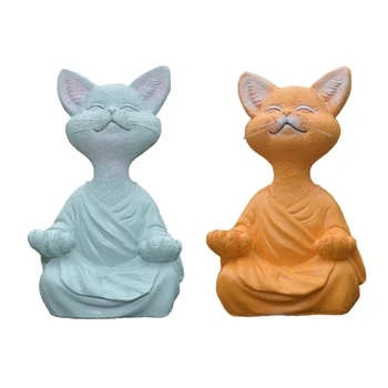 M5TF Rahatlatıcı Kedi Heykelcik, Reçine Kedi Meditasyon Heykeli Yoga Kedi Heykelcik Süsler Masa veya Raf
