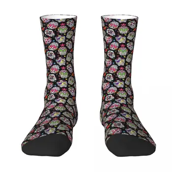 Meksika Kafatası Şeker Kafatası Çiçek Siyah Desen Erkek Kadın Çorap Açık Yenilik İlkbahar Yaz Sonbahar Kış Çorap Hediye