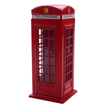 Metal Kırmızı İngiliz İngilizce Londra telefon kulübesi Bankası kumbara Tasarrufu Pot Kumbara Kırmızı telefon kulübesi Kutusu 140X60X60Mm