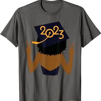 Mezuniyet Sınıfı 2023 Afrika Siyah Kız Mezun Kadın T Shirt Ter 12431