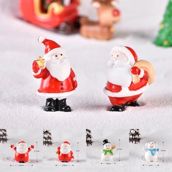 Mini Reçine Noel Dekorasyon Noel Baba Kardan Adam Ağacı Mikro Peyzaj Modeli Dıy Minyatür Bahçe Figürleri Ev Dekorasyon
