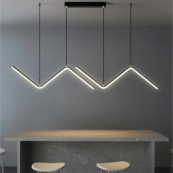 Minimalist LED kolye ışık geometrik çizgiler avize oturma odası restoran mutfak ofis kahve kapalı ev dekor lambaları