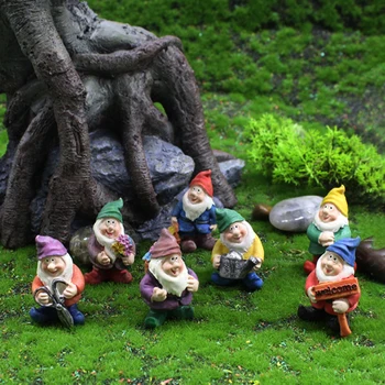 Minyatür Gnome Figürler Mini Bahçe Cüce Süsler Seti Reçine Peri Heykelleri Saksı Mikro Peyzaj Süslemeleri