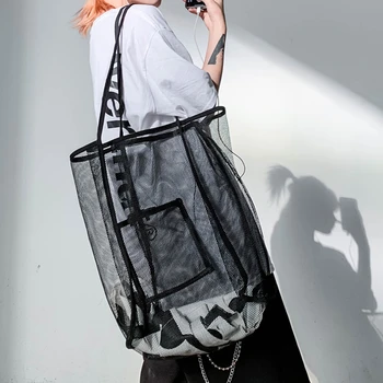 Moda Örgü İçi Boş omuz çantaları kadın Alışveriş Şeffaf Moda Örgü Çanta büyük Kapasiteli Tote Çanta Alışveriş Çantaları 2023