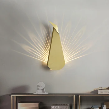 Modern basit tavuskuşu duvar lambası ışıkları Led iç mekan aydınlatması fikstür oturma odası Dekorasyon yatak odası Tasarımcı lambaları duvar aplik