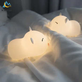 Modern Basit Yedi Renk Silikon Domuz LED Gece Lambası Yatak Odası Başucu Karikatür Yaratıcı USB Zemin Lambası Kreş Çocuk Hediye Oyuncak