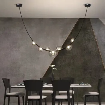 Modern yaratıcı avize cam küre oturma odası lamba merdiven otel deri asılı ışıklar yeni tasarım cam dekor led ışık