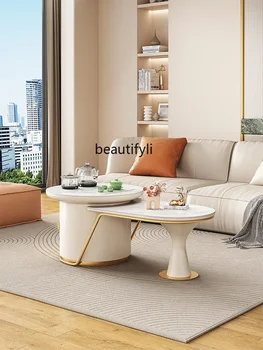 Modern ışık lüks taş plaka Kung Fu sehpa çay masası entegre oturma odası TV Dolabı ünitesi