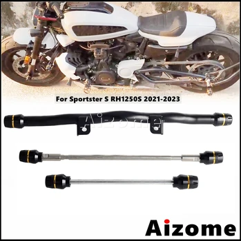 Motosiklet Ön Arka Aks Slider Crash Barlar Kiti İçin Harley Sportster S RH1250S Düz Bar + Tekerlek Çatal Düşen Kapak 2021-2023