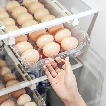 Mutfak Meyve Gıda saklama kutusu Plastik Şeffaf Buzdolabı Organizatör Slayt Raf Çekmece Kutusu Raf Tutucu Buzdolabı Çekmece