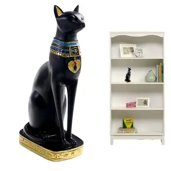 Mısır Kedi Heykelcik Heykeli Dekorasyon Tanrıça Bastet Enkarnasyon Kedi Tanrı Vintage Mısır Kedi Feng Shui Reçine Zanaat Heykelcik