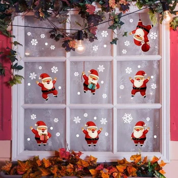 Noel Baba Kar Tanesi Noel Duvar Kağıdı Oturma Odası pencere dekorasyonu duvar Sticker Kendinden Yapışkanlı Duvar Sticker