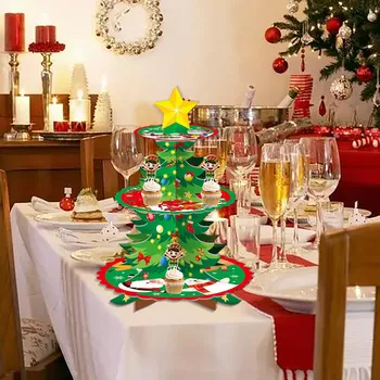 Noel Partisi Çok Katmanlı Kek Tepsisi Kek Standı Noel Tatili Tatlı Masa Dekorasyon Kek Standı Parti Malzemeleri DecoraçãO