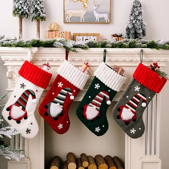 Noel Çorap Noel ağaç dekor Şeker hediye çantası Kardan Adam Gnome Baskı Çorap Dekor Ev Navidad 2024 Yeni Yıl Hediye