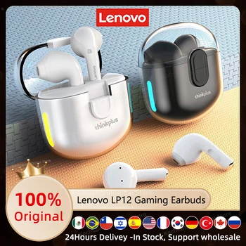Orijinal Lenovo LP12 Kulaklık Bluetooth 5.3 kablosuz kulaklıklar TWS Spor Kulaklıklar HİFİ Ses RGB Kulaklık Mic İle Dokunmatik Kontrol