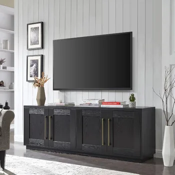 Oturma odası TV dolabı, iki modern çift kapılı TV dolabı ve dört depolama dolabı, retro tarzı, oturma odası için uygun