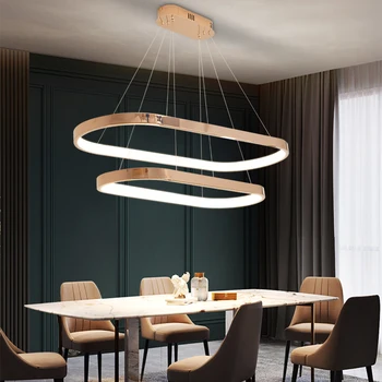 Oval Led Avize Yemek Odası İçin Modern Tasarım Asılı Lamba Altın iç mekan aydınlatması Ev Dekor Akrilik Mutfak Parlaklık