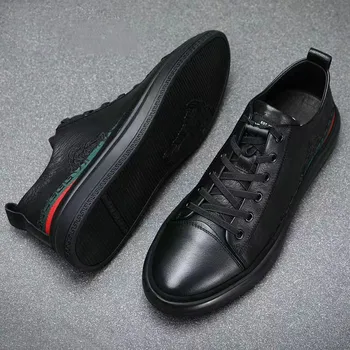 PDEP rahat ayakkabılar Erkekler Lace Up Kore Moda Moda Deri Aşınmaya dayanıklı Sneakers Zapatos Para Hombres Sapatos Masculinos