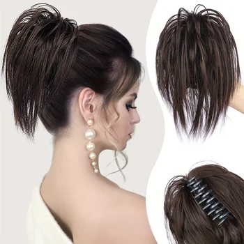 Pençe Klip Saç Topuz Dalgalı Kıvırcık Chignon Saç Topuz Kadınlar İçin saç eki Saç Parçaları Saç Scrunchie Klip İle Günlük Kullanım İçin