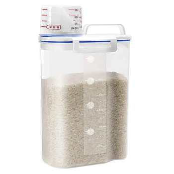 Pirinç Tahıl Konteyner Depolama Hava Geçirmez Kuru Gıda Pirinç Konteyner Depolama Plastik Küçük Pirinç Dağıtıcı Ölçüm Kabı ile