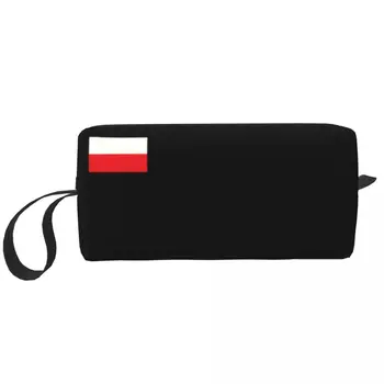Polonya bayrağı Seyahat makyaj çantası Kadınlar için Polska Lehçe Patriot Makyaj kozmetik düzenleyici Güzellik Saklama Torbaları Dopp Kiti Durumda