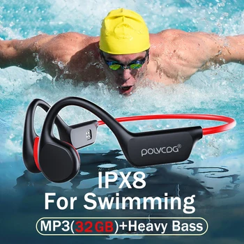 POLVCDG Kemik iletim kulaklığı IPX8 32GB Bluetooth 5.3 Kablosuz Yüzme Kulaklık Mikrofon ile Su Geçirmez Egzersiz Fitness
