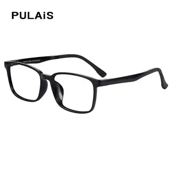 Pulaıs Anti mavi ışık gözlük erkekler tasarımcı asetat çerçeveleri gözlük erkekler için dikdörtgen tarzı siyah renk gözlük Lens ile
