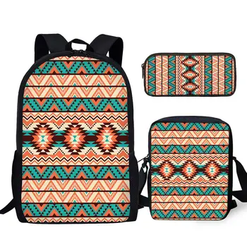 Renkli Amerikan Tribal Baskı Ayarlanabilir Omuz Askısı Büyük Kapasiteli Sırt Çantası askılı çanta Öğrenci Okula Dönüş hediye çantası