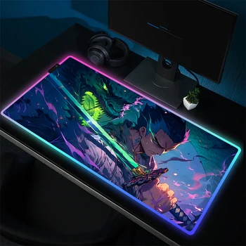 RGB anime fare altlığı Kaymaz Büyük Oyun Mousepad Gamer HD Baskı Bilgisayar Fare Mat Oyun klavye matı LED Kauçuk Aksesuarları XL
