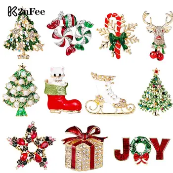 Rhinestone Emaye Noel Broş Pin Kardan Adam Noel Baba Çizme Garland moda takı Hediye Noel Dekorasyon Broş 