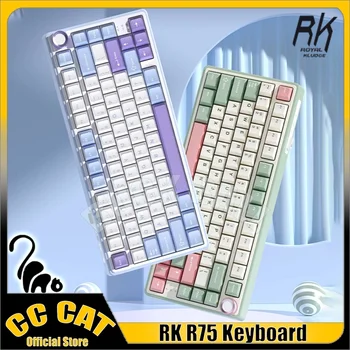 RK R75 Mekanik Klavye kablosuz bluetooth Klavyeler Oyun Klavyesi 3 Modu RGB Arka İşık Hot Swap PBT Keycaps Oyun Klavyesi