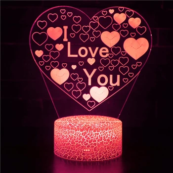 Romantik Aşk Led Gece Lambası Kalp Şeklinde Gece Lambası Odası Dekor 3D Lamba Doğum Günü sevgililer Günü Hediyesi Kız Arkadaşı Severler Hediye
