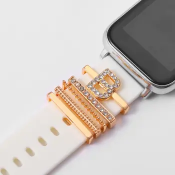 Saat kayışı Dekoratif apple saat bandı Su Dalgaların Metal Takılar Yüzük Bling Elmas Silikon Süs Akıllı Aksesuarlar