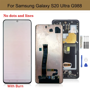 Samsung Galaxy S20 Ultra LCD S20U Ekran dokunmatik Ekran Digitizer Meclisi + Çerçeve G988 G988F G988B / DS Ekran Değiştirme