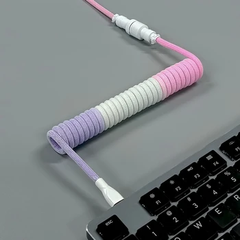 Sarmal Tip-C USB kablosu Mekanik Klavye için Havacılar Konektörü Spiraller Ayrılabilir Hat Klavyeler için