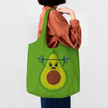 Sağlıklı Avokado Spor Bakkaliye alışveriş çantası Kadın Sevimli Meyve Vegan Tuval Omuz alışveriş Çantaları Büyük Kapasiteli Çanta Çanta