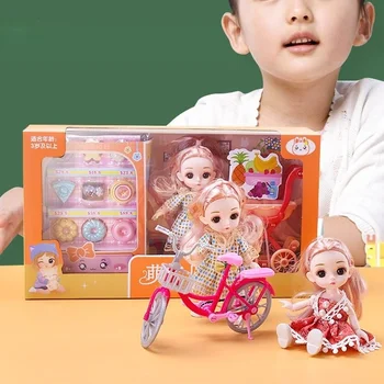 Sevimli küçük bebek Oyun Evi Seti Kutusu Çocuk Hediye Kız Oyuncak Prenses Bebek Seti 16cm Bjd Bebek Hediye kutu seti NOEL doğum günü hediyesi