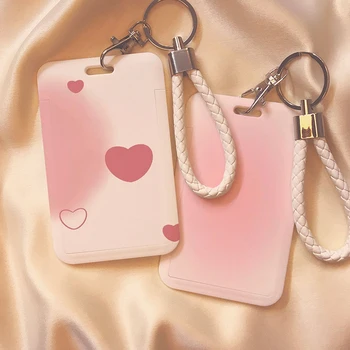 Sevimli Pembe Aşk kredi kart tutucu s Anahtarlık Banka KİMLİK Sahipleri rozet Kart Kapak Kılıf İş kart tutucu Öğrenci Malzemeleri