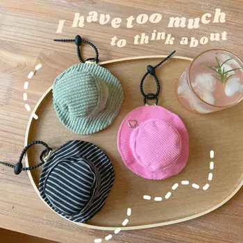Sevimli Çanta Kolye Mini bozuk para cüzdanı Anahtarlık ile Yaratıcı Kadife Şapka Mini saklama çantası Kore Moda Çanta Kolye