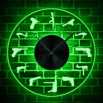 Silahlar Aile duvar saati Akrilik Modern Tasarım Silahlar Irkları Ev Dekor Led Gece Lambası Timepiece Hediye Asker İçin