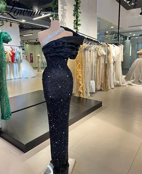 Siyah Arapça Parti Elbise Uzun Kristaller Ünlü Elbiseleri Kadınlar Özel Durum Elbise Elbiseler De Soirée Custom Made gece elbisesi