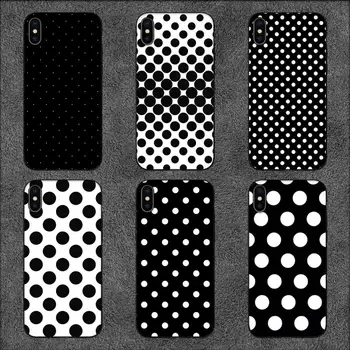 Siyah ve beyaz Polka Dot telefon kılıfı için iPhone 11 12 Mini 13 14 Pro XS Max X 8 7 6s Artı 5 SE XR Kabuk