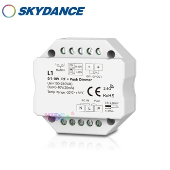 Skydance 0-10V RF AC Itme Loş Dimmer tek renkli LED şerit Denetleyici 2.4 G karartma uzaktan kumanda 1 - 10V tek renkli ışıklı bant