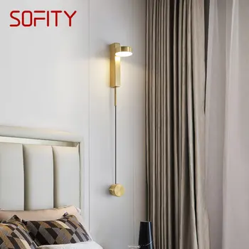SOFİTY İskandinav pirinç duvar lambası LED 3 renk yaratıcı basit altın başucu aplik ışık ev oturma odası yatak odası için
