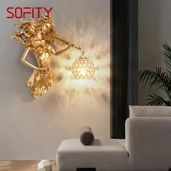 SOFİTY Modern LED Altın Duvar Lambası Kapalı Yaratıcı Vintage Reçine Aplik Lamba Ev Oturma Odası Yatak Odası Koridor Dekor
