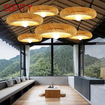 SOFİTY Çağdaş Bambu Dokuma Kolye Loft Endüstriyel Tarzı Internet Cafe Restaurant tencere Dükkanı Avize