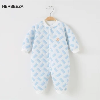 Sonbahar Kış Bebek Erkek Giysileri Şerit Yenidoğan Tulumlar Kalınlaşmak çocuk Tulum Düz Renk Bebek Tulum Bebek Giyim
