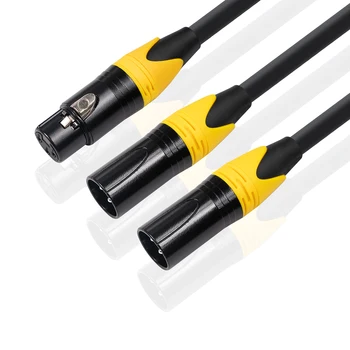 Splitter Mikrofon Kablosu Siyah Konnektörler 3FT Dengeli Mikrofon Kablosu Parçaları İki XLR Erkek Y Splitter (OFC) İletkenler 1 Adet